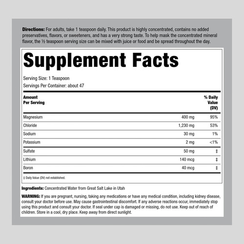 Piping Rock Líquido Iônico Magnésio 400mg 8 Onças Supl - Imagem 2
