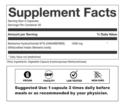 Folius Labs Clean Label Berberine Hcl 97% - Suplemento De Be - Imagem 2