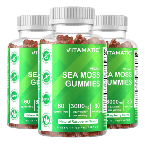 Vitamatic 3 Pack: Gomas De Irish Sea Moss 3000mg, 60 Und