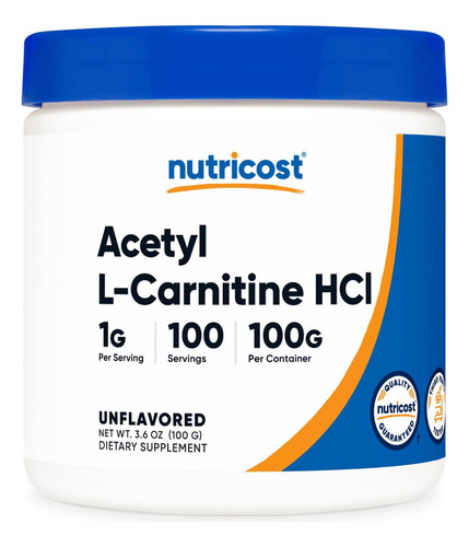 Nutricost Acetil L-carnitina Hci (alcar) 100 Gramas Por Reci