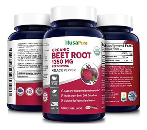 Nusapure Raiz De Beterraba 1.350 Mg 200 Comprimidos Orgânic - Imagem 4