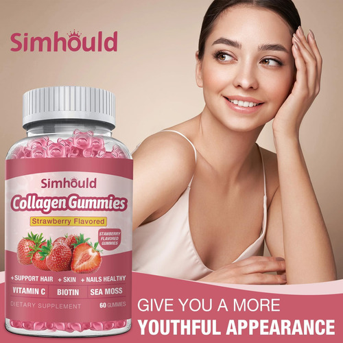 Simhould 2 Pacotes De Gomas De Colágeno Veganas De 2500 Mg P - Imagem 3