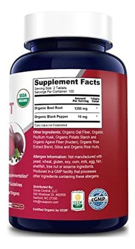 Nusapure Raiz De Beterraba 1.350 Mg 200 Comprimidos Orgânic - Imagem 2