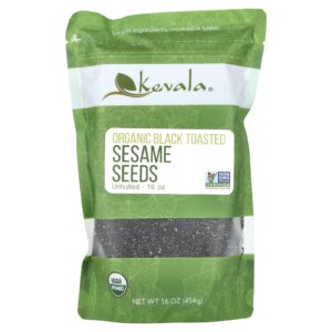 Kevala Sementes de Gergelim Preto Orgânico Torrado sem casca 454 g (16 oz)