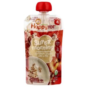Happy Family Organics Happytot Super Morning Estágio 4 Maçãs Orgânicas Canela Iogurte e Aveia + SuperChia 113 g (4 oz)