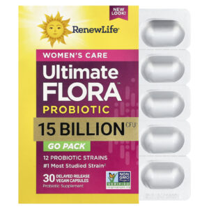 Renew Life Womens Care Probiótico Ultimate Flora™ 15 Bilhões de UFCs 30 Cápsulas Veganas de Liberação Retardada