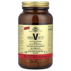 Solgar Formula V VM-75 Várias Vitaminas com Minerais Quelatados 90 Comprimidos