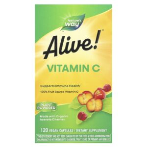 Natures Way Alive!® Vitamina C 120 Cápsulas Veganas (125 mg por Cápsula)