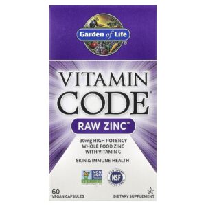 Garden of Life Vitamin Code® RAW Zinc™ com Vitamina C 60 Cápsulas Veganas