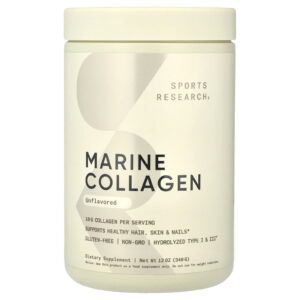 Sports Research Peptídeos de Colágeno Marinho Sem Sabor 340 g