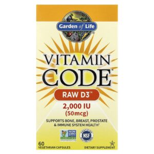 Garden of Life Vitamin Code® RAW D3™ 60 Cápsulas Vegetarianas