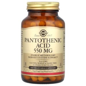 Solgar Ácido Pantotênico 550 mg 100 Cápsulas Vegetais