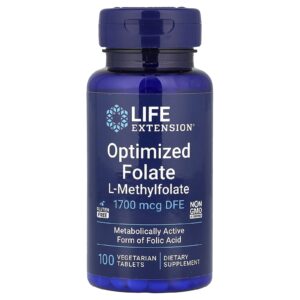 Life Extension Folato Otimizado 1.700 mcg DFE 100 Comprimidos Vegetarianos