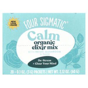 Four Sigmatic Calm Organic Elixir Mix com Cogumelo Reishi e Tulsi Sem Cafeína 20 Embalagens 3 g (01 oz) Cada