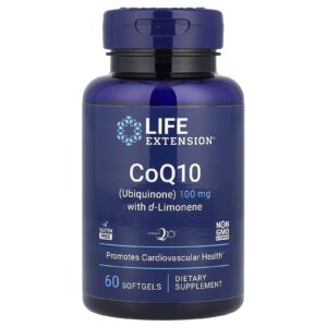 Life Extension Super-Absorbable CoQ10 (Uniquinona) com d-Limoneno 100 mg 60 Cápsulas Softgel