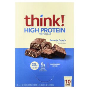 Think ! Barras com Alto Teor de Proteína Brownie Crocante 10 barras 60 g (21 oz) cada
