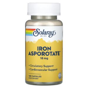Solaray Asporotato de Ferro 18 mg 100 Cápsulas
