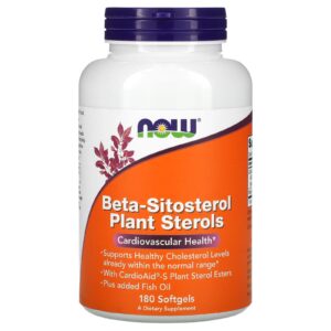 NOW Foods Beta-Sitosterol Plant Sterols 180 Cápsulas Softgel