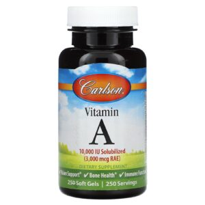 Carlson Vitamina A 3.000 mcg RAE (10.000 UI) 250 Cápsulas Softgel