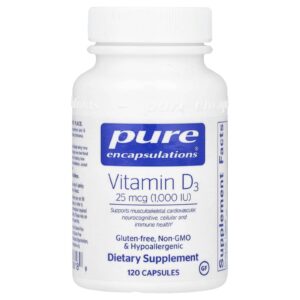 Pure Encapsulations Vitamina D3 25 mcg (1.000 UI) 120 Cápsulas