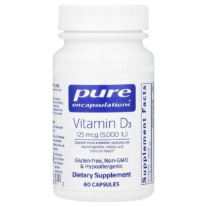 Pure Encapsulations Vitamina D3 125 mcg (5.000 UI) 60 Cápsulas