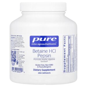 Pure Encapsulations Cloridrato de Betaína Pepsina 250 Cápsulas