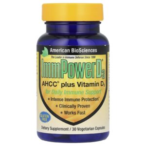 American Biosciences ImmPower D3 AHCC mais vitamina D3 30 cápsulas vegetais