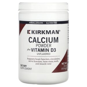 Kirkman Labs Cálcio com Vitamina D-3 Pó Sem Sabor 16 oz (454g)