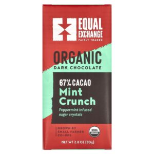 Equal Exchange Chocolate Amargo Orgânico Crocante de Menta 67% de Cacau 80 g (28 oz)
