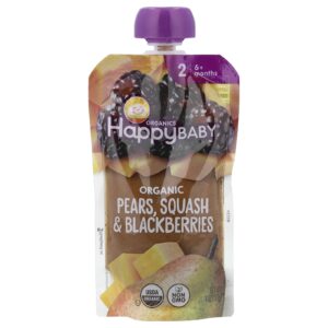 Happy Family Organics Happy Baby® Alimento Orgânico para Bebês Acima de 6 Meses Peras Abóbora e Amora 113 g (4 oz)