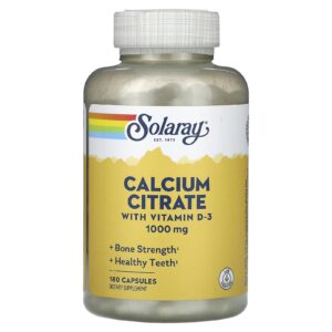 Solaray Citrato de Cálcio com Vitamina D-3 180 Cápsulas
