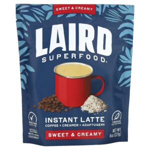 Laird Superfood Latte Instantâneo Café + Creme + Adaptogênicos Doce e Cremoso 227 g (8 oz)