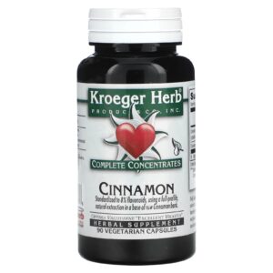 Kroeger Herb Co Concentrados Completos Canela 90 Cápsulas Vegetarianas (200 mg por Cápsula)