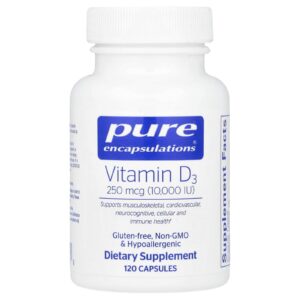 Pure Encapsulations Vitamina D3 250 mcg (10.000 UI) 120 Cápsulas