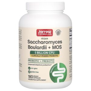 Jarrow Formulas Saccharomyces Boulardii Plus MOS 5 Bilhões 180 Cápsulas Vegetais de Liberação Retardada