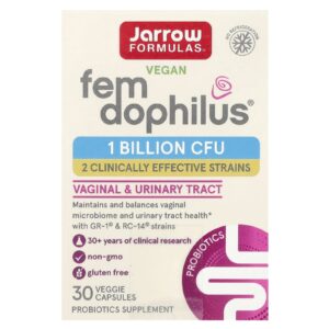 Jarrow Formulas Vegan Fem Dophilus® 1 Bilhão de UFCs 30 Cápsulas Vegetais