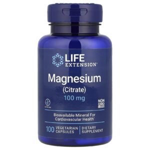 Life Extension Magnésio (Citrato) 100 mg 100 Cápsulas Vegetarianas