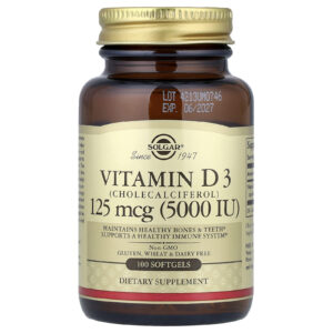Solgar Vitamina D3 (Colecalciferol) 125 mcg (5.000 UI) 100 Cápsulas Softgel