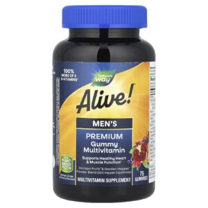 Natures Way Multivitamínico em Gomas Premium Alive!® para Homens Gomas nos Sabores Laranja Uva e Cereja 75 Gomas