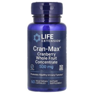 Life Extension Cran-Max Concentrado de Frutas Integrais de Cranberry 500 mg 60 Cápsulas Vegetarianas