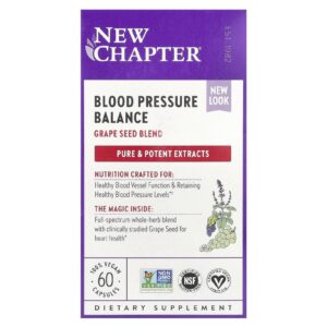 New Chapter Blood Pressure Balance Mistura de Semente de Uva 60 Cápsulas Veganas