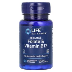 Life Extension Folato e Vitamina B12 Bioativos 90 Cápsulas Vegetarianas