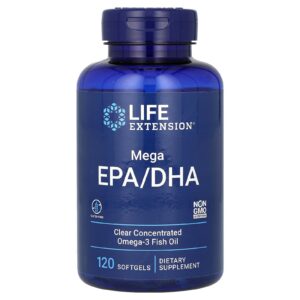 Life Extension Mega EPA/DHA 120 Cápsulas Softgel (1.000 mg por Cápsula Softgel)
