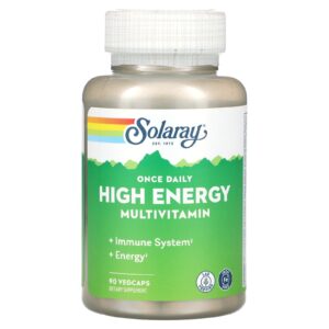 Solaray Uma Vez ao Dia Multivitamínico de Alta Energia Sem Ferro 90 VegCaps