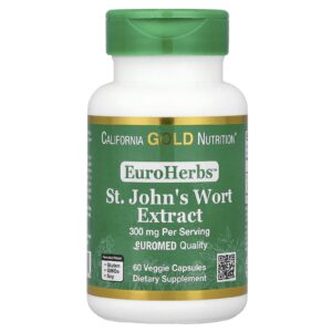 California Gold Nutrition EuroHerbs™ Extrato de Erva-de-São-João Qualidade Euromed 300 mg 60 Cápsulas Vegetais