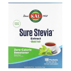 KAL Claro Estévia Fruta Plus de Monge 100 Pacotes 100 g (35 oz)