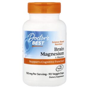 Doctors Best Magnésio para o Cérebro com Magtein® 90 Cápsulas Vegetais (50 mg por Cápsula)