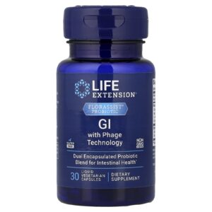 Life Extension Probiótico Florassist® GI com Phage Technology 30 Cápsulas Vegetarianas Líquidas