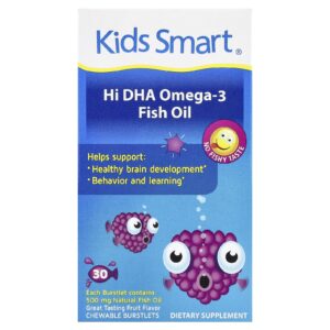 Kids Smart Kids Smart® Óleo de Peixe com Alto Teor de Ômega-3 DHA Frutas 30 Burstlets Mastigáveis