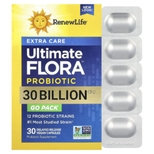 Renew Life Extra Care Probiótico Ultimate Flora™ 30 Cápsulas Veganas de Liberação Retardada